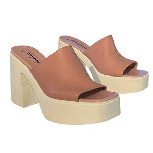 Free People Zoe Platform Heel Natural Pink Shoes Size 39 US 9 NEW